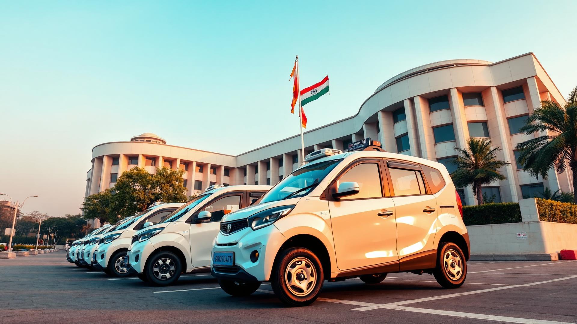 Electric vehicles at a government building