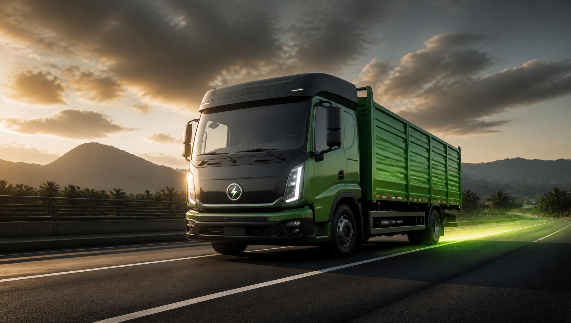 Electric commercial truck on Indian highway